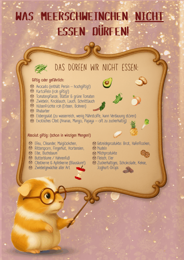 Infografik, was Meerschweinchen nicht essen dürfen