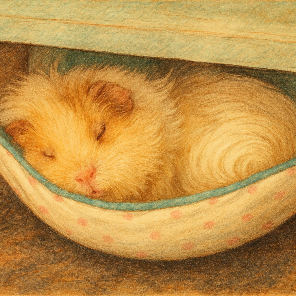 Meerschweinchen schläft in der Hängematte