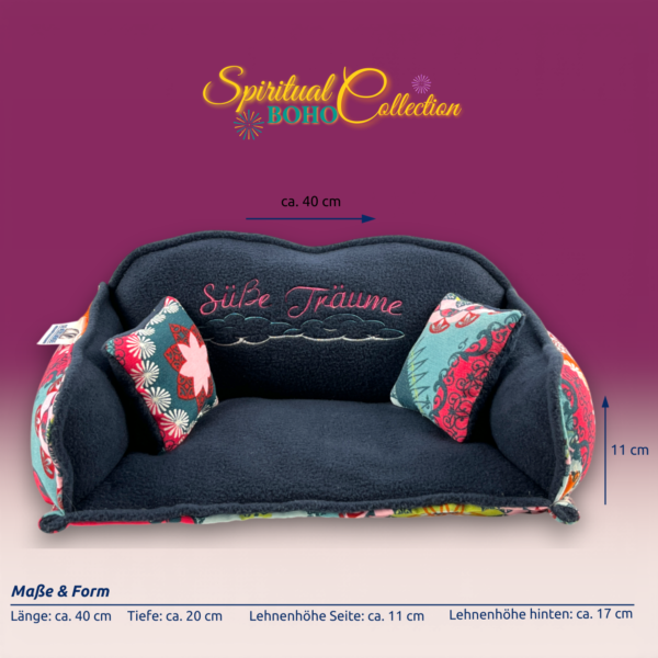 Meerschweinchen Kuschelsofa gerade Form Frontansicht mit Maßen