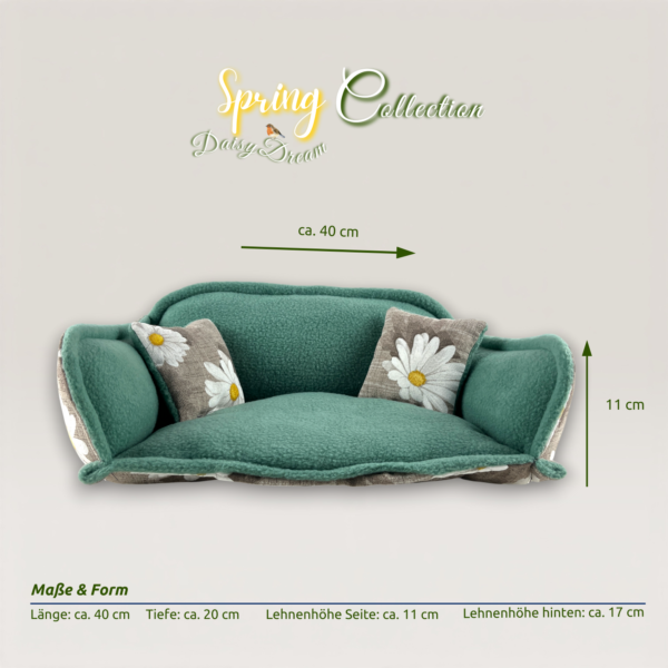 Kuschelsofa gerade Form ohne Stick Frontansicht 1 mit Maßen