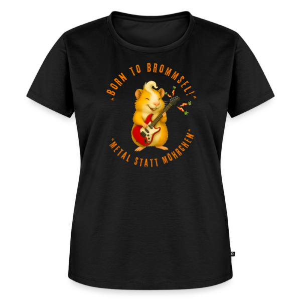 Damen T-Shirt mit Meerschweinchen Motiv Born to Brommsel - Metal statt Möhrchen schwarz