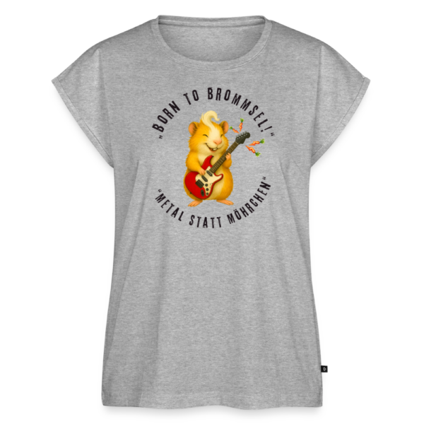 Damen T-Shirt mit Meerschweinchen Motiv Born to Brommsel, Metal statt Röhrchen grau