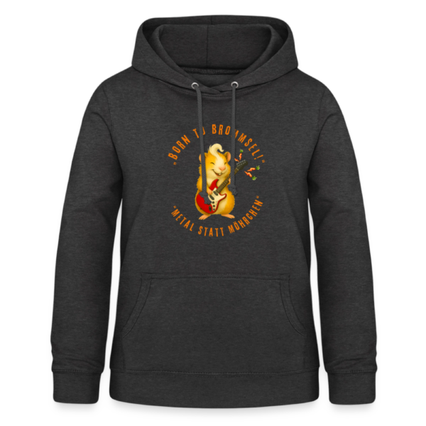 Damen Hoodie mit Meerschweinchen Motiv Born to Brommsel Metal statt Möhrchen grau