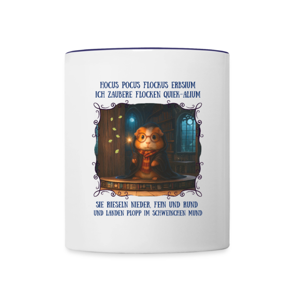 Tasse zweifarbig weiß blau mit Meerschweinchen Motiv Pippa Magic