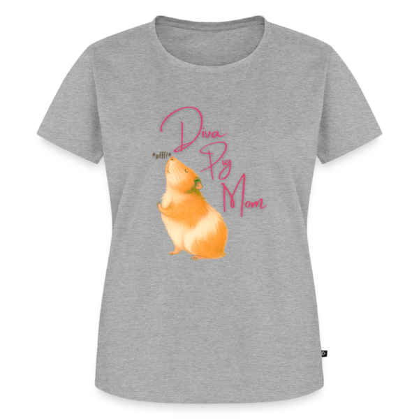 Damen T-Shirt mit dem Meerschweinchen Motiv Diva Pig Mom hellgrau