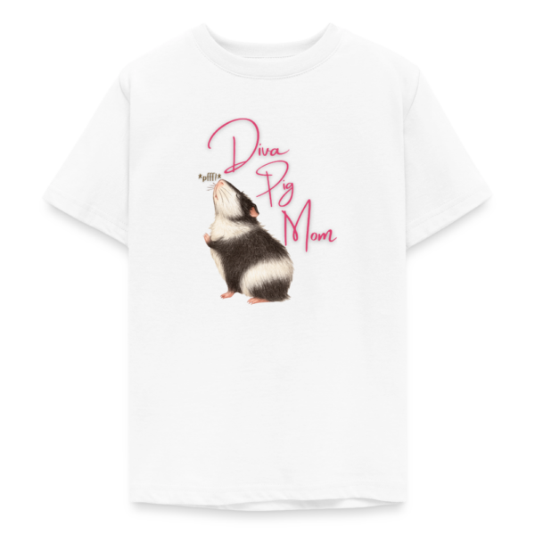 Kinder T-Shirt mit Meerschweinchen Motiv Diva Pig Mom weiß 2
