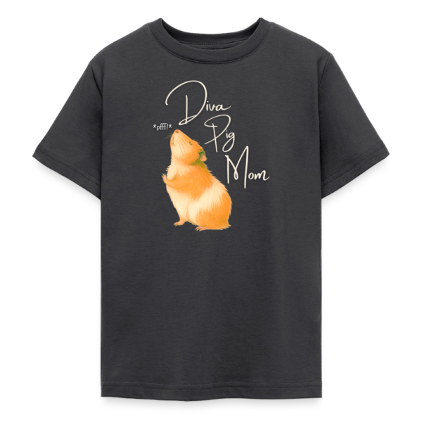 Teenager T-Shirt mit Meerschweinchen Motiv Diva Pig Mom grau