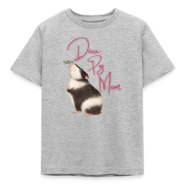 Kinder T-Shirt mit Meerschweinchen Motiv Diva Pig Mom hellgrau
