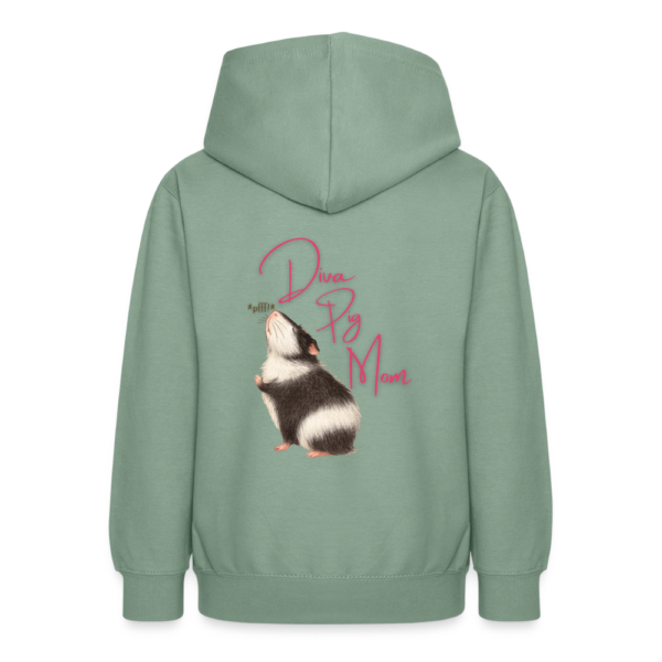 Teenager Hoodie mit Meerschweinchen Motiv Diva Pig Mom vintage grün