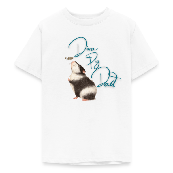 Teenager T-Shirt mit Meerschweinchen Motiv Diva Pig Dad weiß