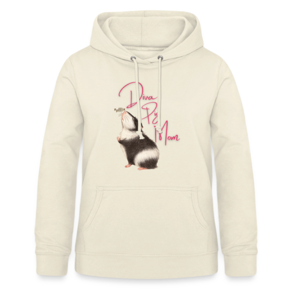 Damen Hoodie mit Meerschweinchen Motiv Diva Pig Mom beige