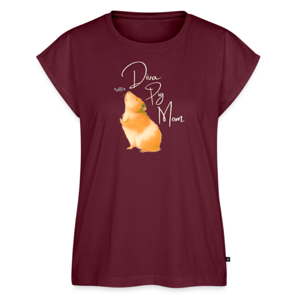 Damen T-Shirt mit Meerschweinchen Motiv Diva Pig Mom dunkelrot