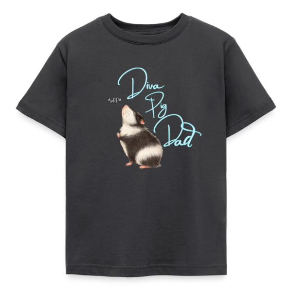 Kinder T-Shirt mit Meerschweinchen Motiv Diva Pig Dad dunkelgrau