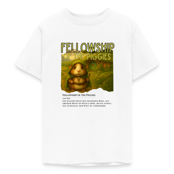 Teenager T-Shirt mit Meerschweinchen Motiv Fellowship of the piggies weiß