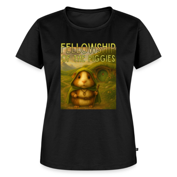 Damen T-Shirt mit Meerschweinchen Motiv - Fellowship of the Piggies schwarz