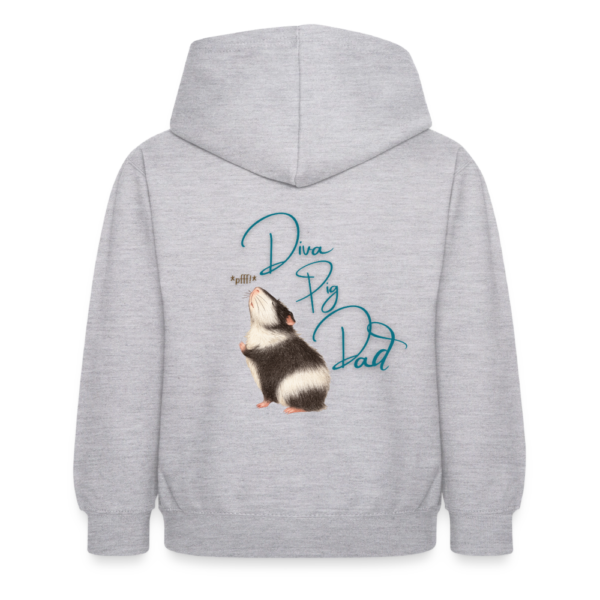 Kinder Hoodie mit Meerschweinchen Motiv Diva Pig Dad Rückseite vintage hellgrau