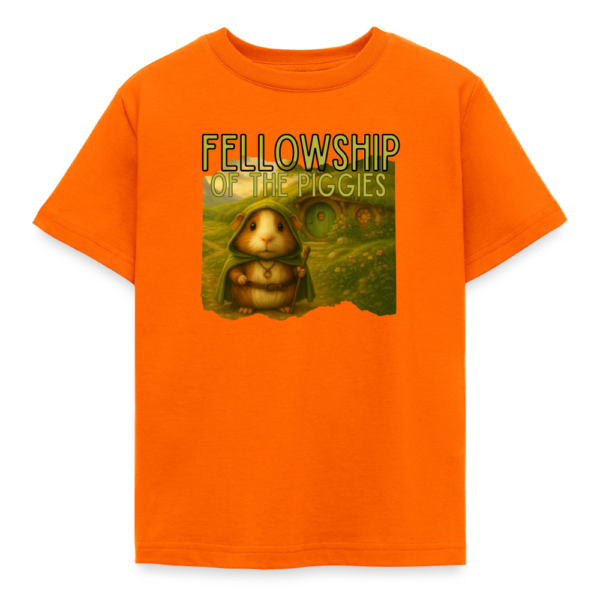 Kinder T-Shirt mit Meerschweinchen Motiv Fellowship of the piggies orange