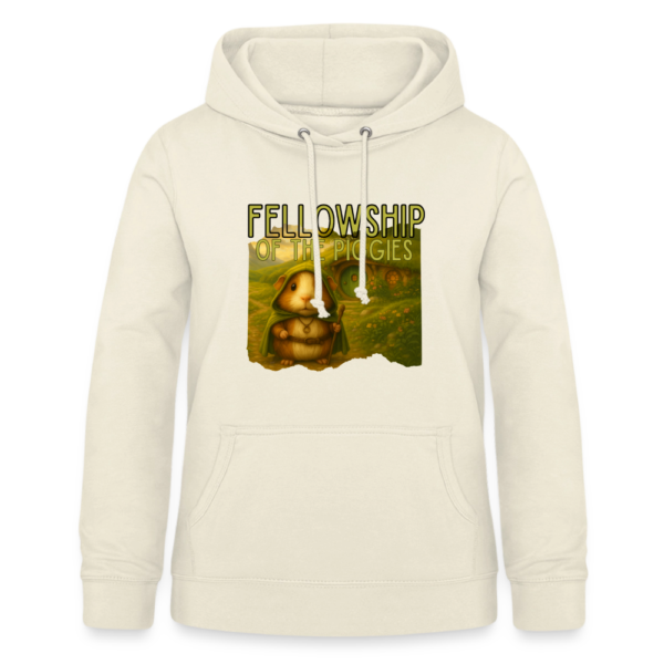 Damen Hoodie mit Meerschweinchen Motiv Fellowship of the piggies creme