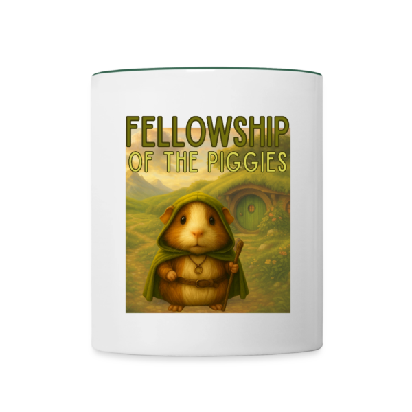 Tasse mit Meerschweinchen Motiv Fellowship of the piggies grün