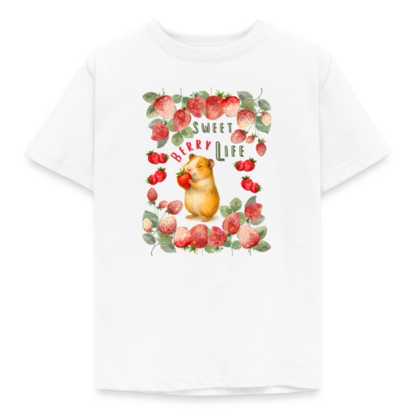 Teenager T-Shirt mit Meerschweinchen Motiv Sweet Berry Life weiß