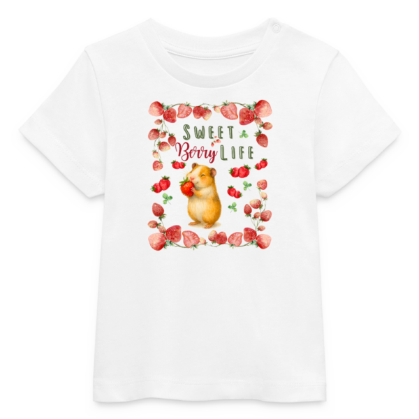 Baby T-Shirt mit Meerschweinchen Motiv Sweet Berry Life weiß