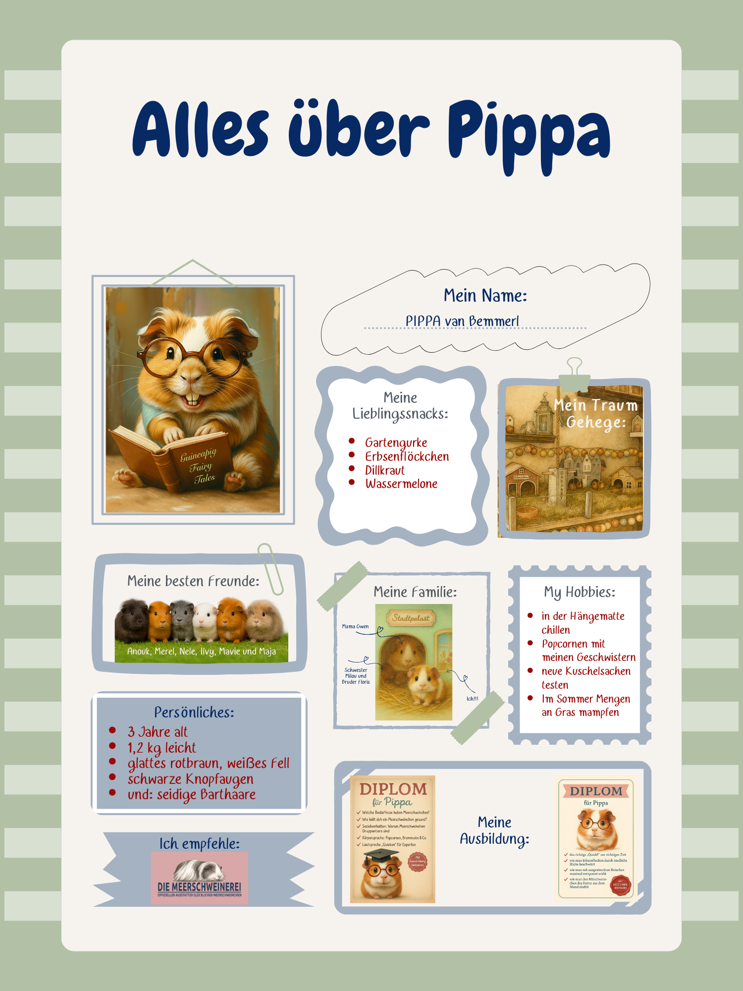 Freebie Seite Pippas Steckbrief für dein Freundebuch