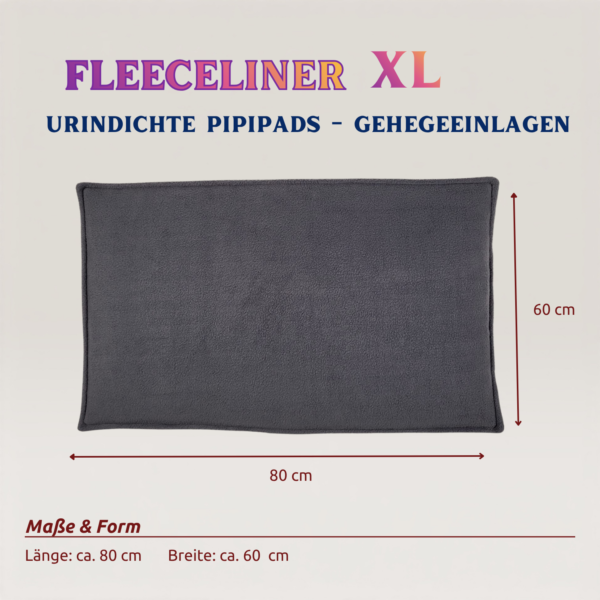 Fleeceliner Pipipad Gehege Unterlage urindicht Größe L Oberansicht mit Maßen