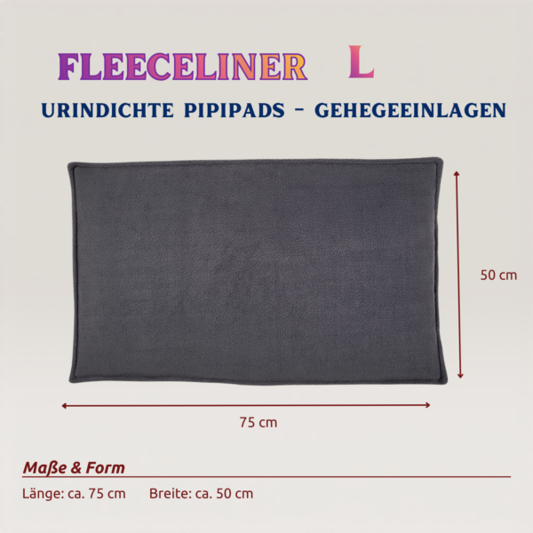 Fleeceliner Pipipad Gehege Unterlage urindicht Größe L Oberansicht mit Maßen
