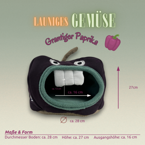 Kuschelhöhle Grantiger Paprika 2 Vorderansicht mit Maßen
