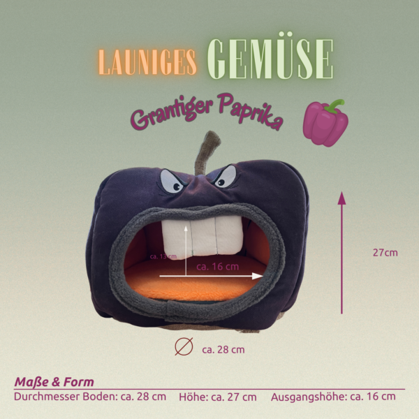 Kuschelhöhle Grantiger Paprika Vorderansicht mit Maßen