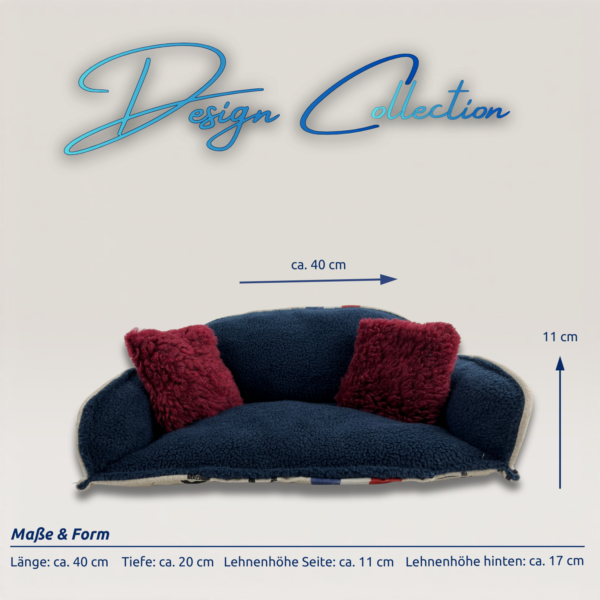 Kuschelsofa gerade Form_Holland_Vorderansicht mit Maßen