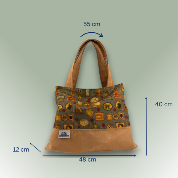 Shopper Tasche Pippas Wohnzimmer grün auf beige mit Maßen