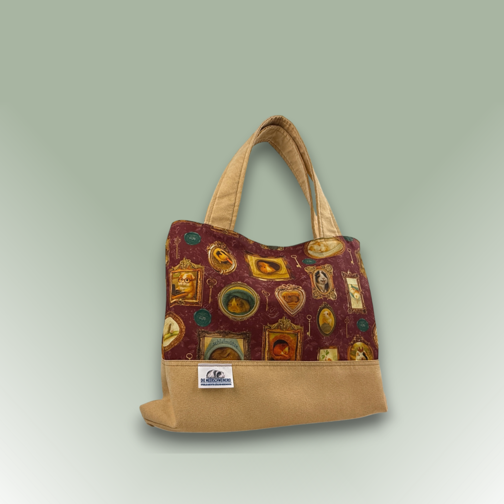 Shopper Tasche Pippas Wohnzimmer rot mit Wildlederimitat beige Vorderansicht