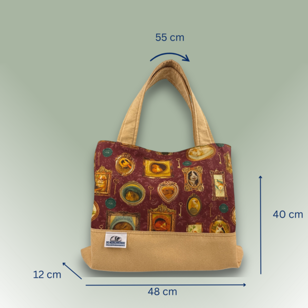 Shopper Tasche Pippas Wohnzimmer rot mit Wildlederimitat beige mit Maßen