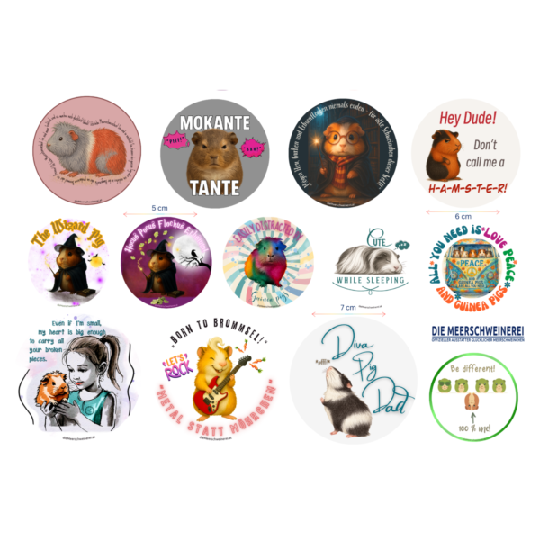 Stickerbogen 1 mit Meerschweinchen Motiven