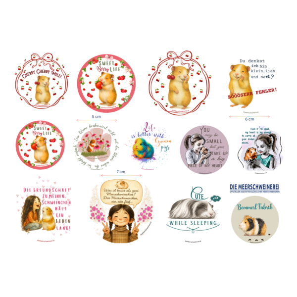 Stickerbogen 2 mit Meerschweinchen Motiven