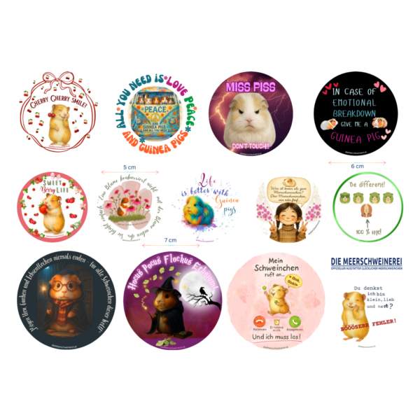 Stickerbogen 3 mit Meerschweinchen Motiven
