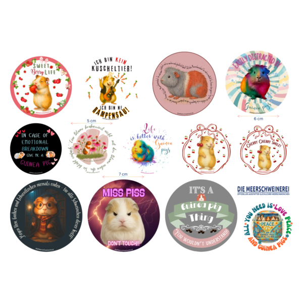 Stickerbogen 5 mit Meerschweinchen Motiven