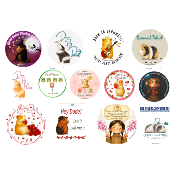Stickerbogen 6 mit Meerschweinchen Motiven