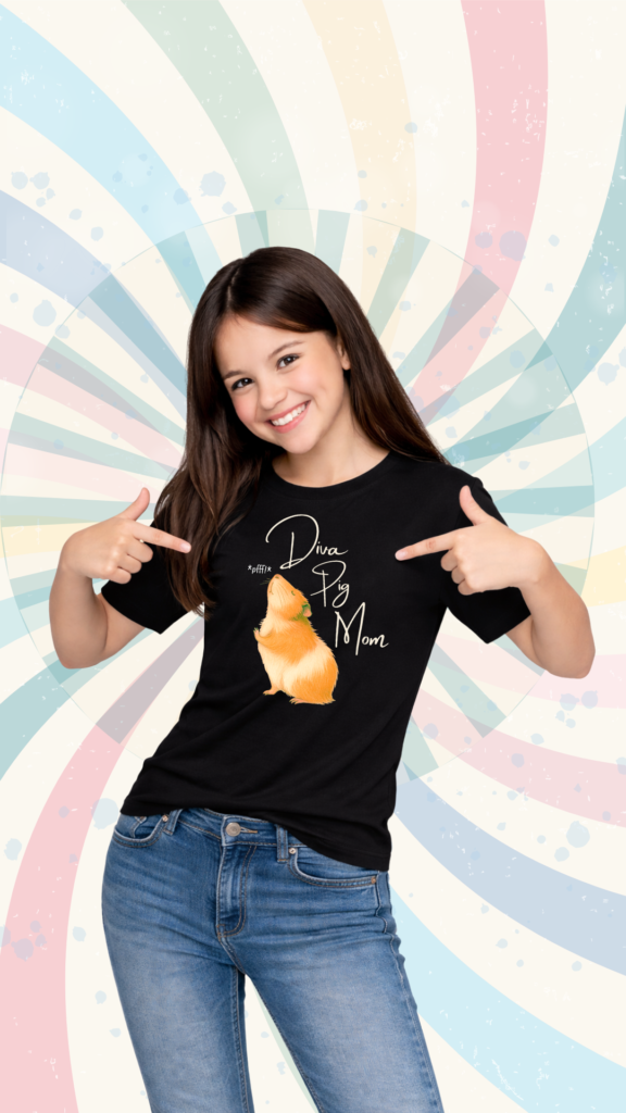 Teenager T-Shirt Diva Pig Mom Präsentationsbild 2
