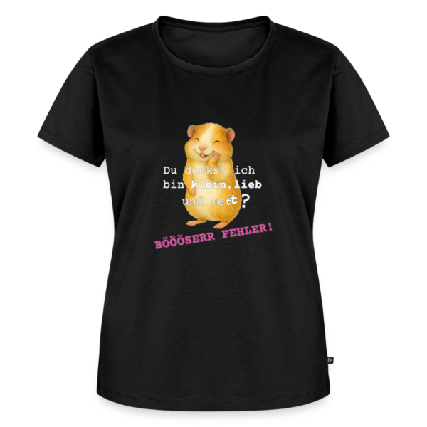 Damen T-Shirt mit Meerschweinchen Motiv Du denkst ich bin lieb und nett? schwarz