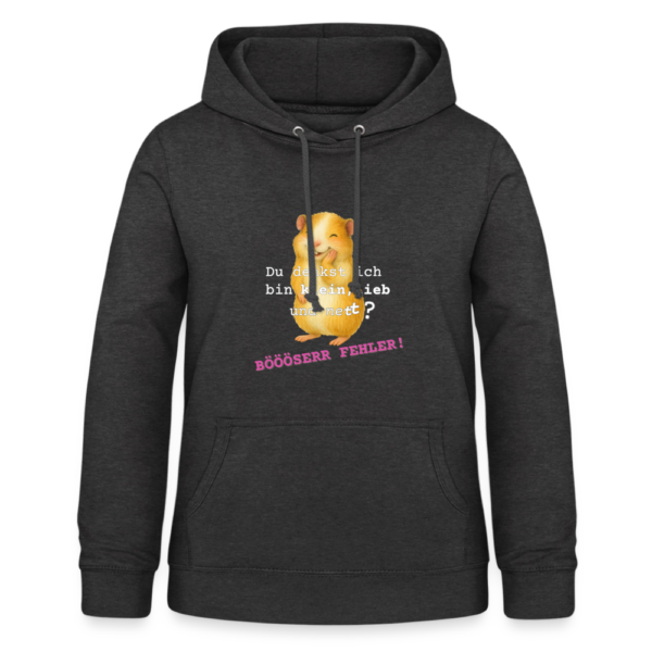 Damen Hoodie mit Meerschweinchen Motiv - Du denkst ich bin klein, lieb und nett? grau