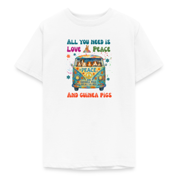 Teenager T-Shirt mit Meerschweinchen Motiv All you need is love and guinea pigs weiß