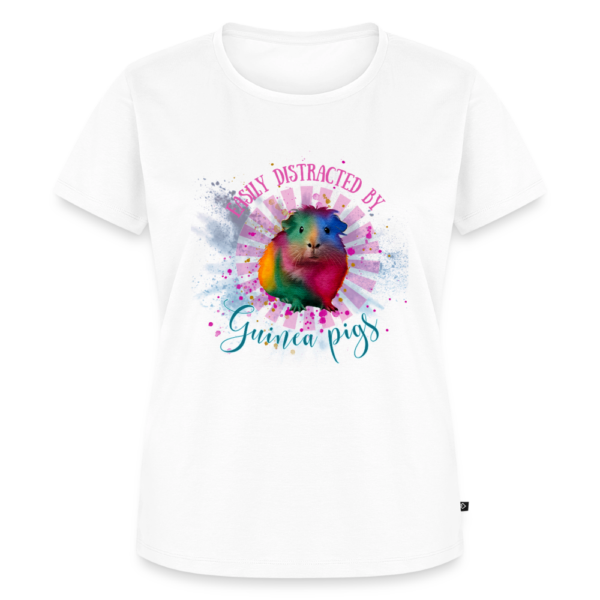 Damen T-Shirt mit Meerschweinchen Motiv Easily distracted by guinea pigs weiß