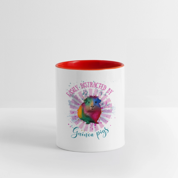 Tasse mit Meerschweinchen Motiv - Easily Distracted by Guinea Pigs rot