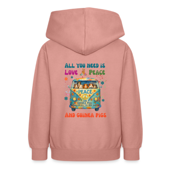 Teenager Hoodie mit Meerschweinchen Motiv All you need is love and guinea pigs altrosa