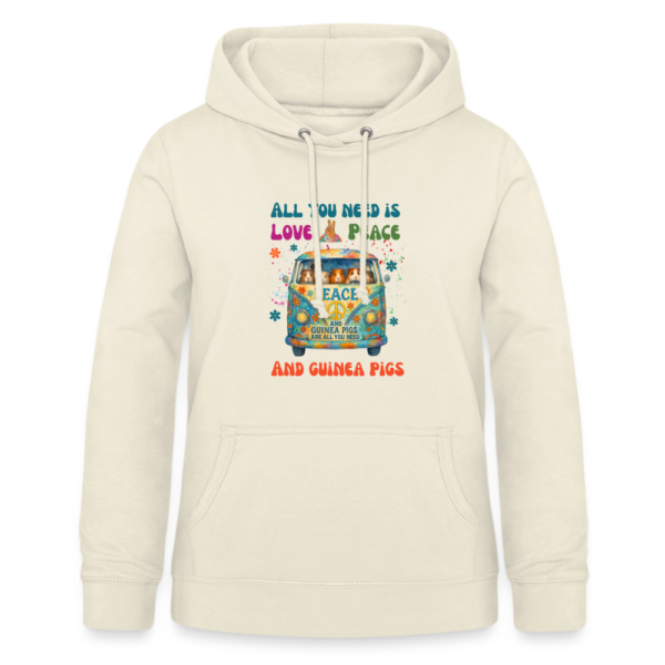 Damen Hoodie mit Meerschweinchen Motiv All you need is love and guinea pigs creme