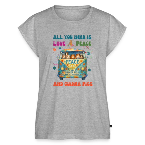Damen T-Shirt mit Meerschweinchen Motiv All you need is love and guinea pigs hellgrau