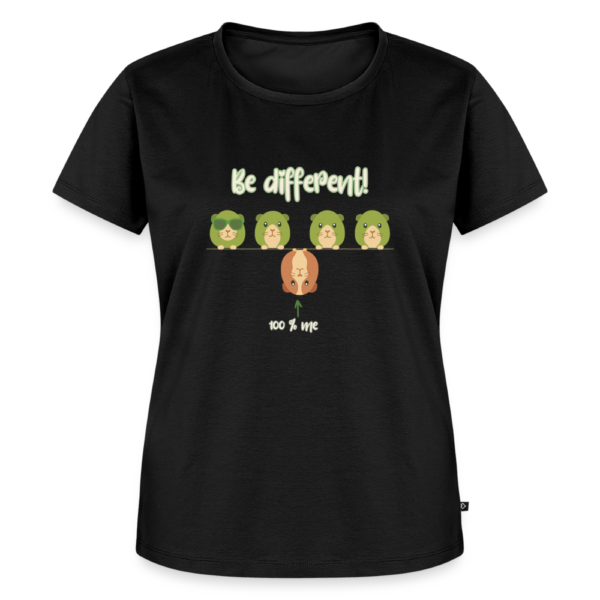 Damen T-Shirt mit Meerschweinchen Motiv Be different be you schwarz