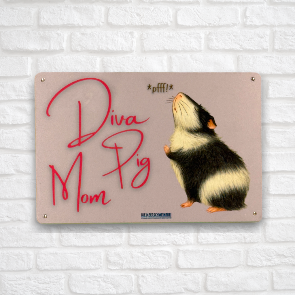 Metall Schild Vintage 20x30cm Diva Pig Mom